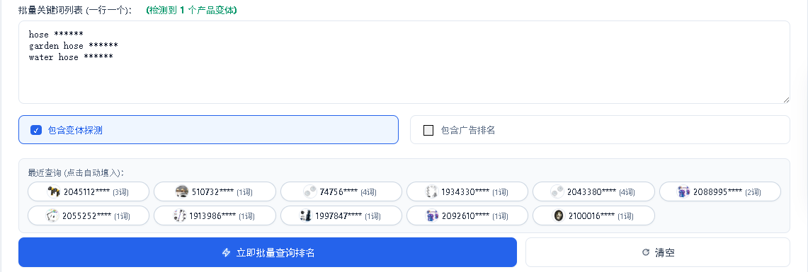 沃借风批量粘贴关键词与变体探测选项设置